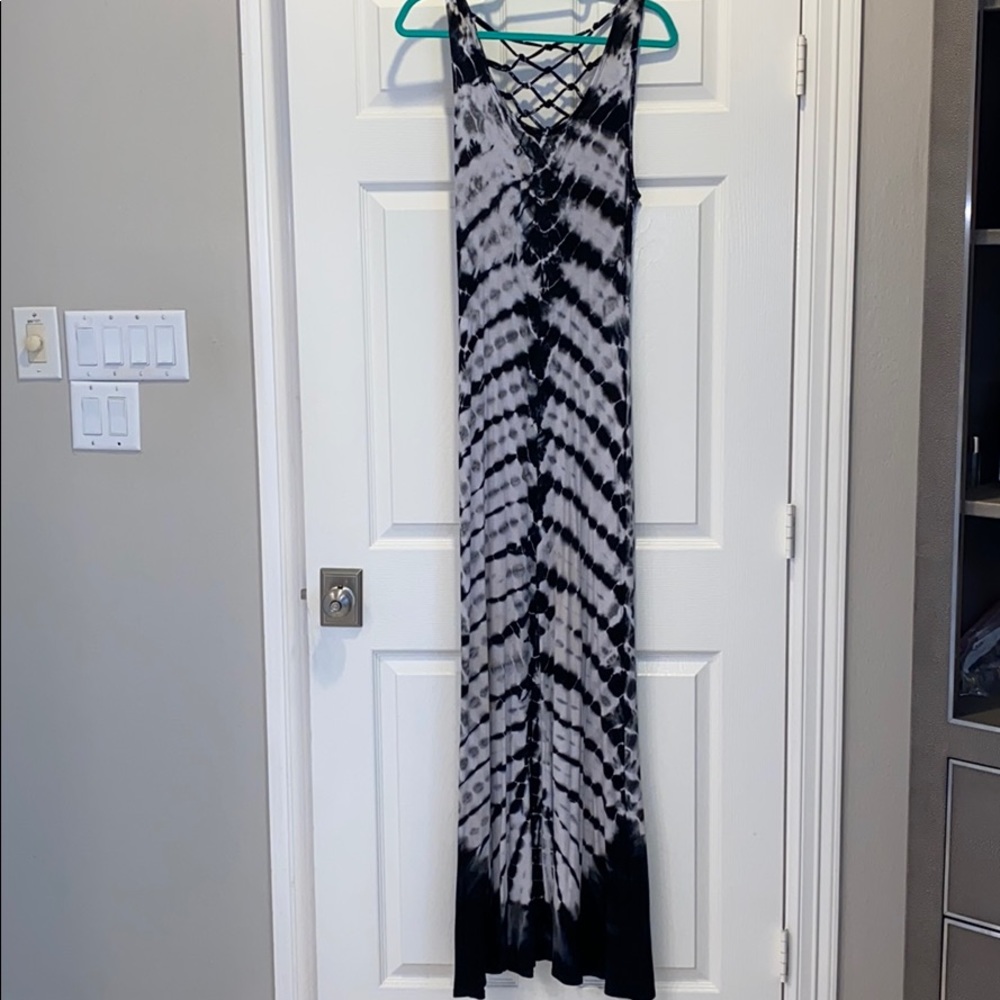 Black and White tie dyed maxi dress